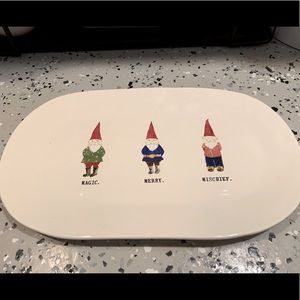 Rae Dunn gnome Christmas rounded tray